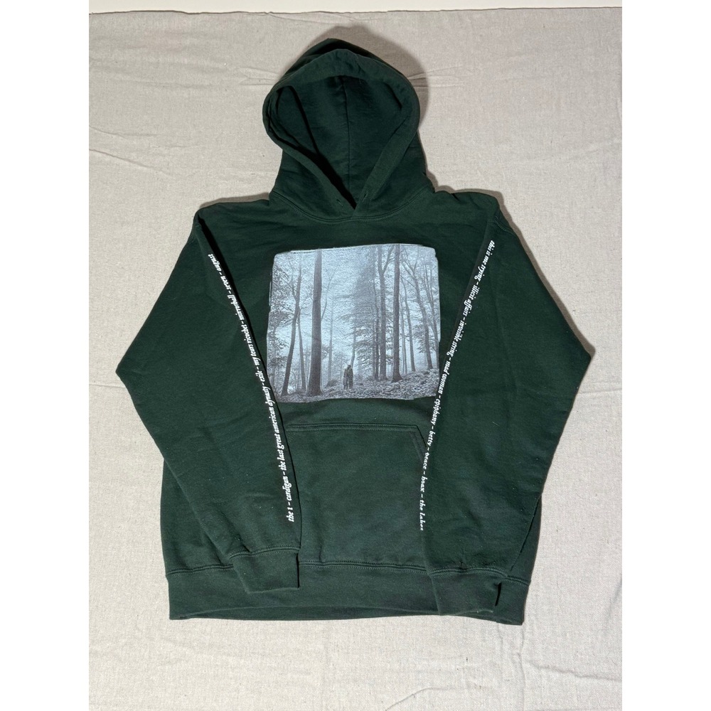 Taylor Swift Folklore Album Tracklist Forest Green Hoodie Pullover Large